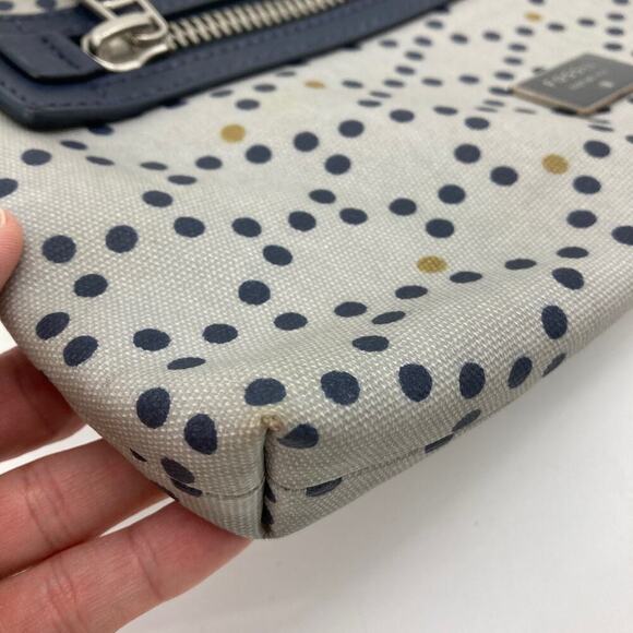 Fossil, gray, navy, mustard polka dots crossbody bag - Picture 7 of 8